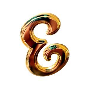 Letter E Gold Tone Monogram Brooch Pin Initial Pin E